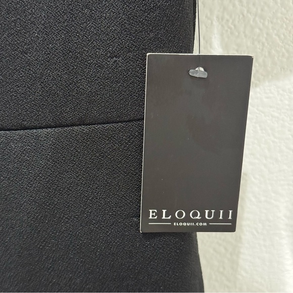 Eloquii Black Jumpsuit Wide Leg Size 16 Side Pockets Key Hole Front - Picture 12 of 12